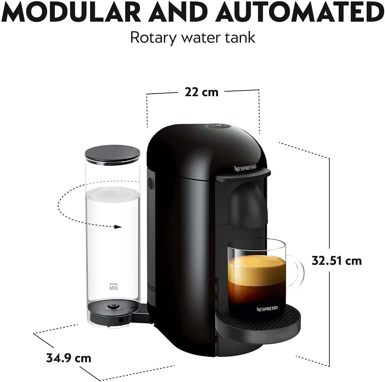 Nespresso Vertuo Plus XN903840 Coffee Machine by Krups, Black