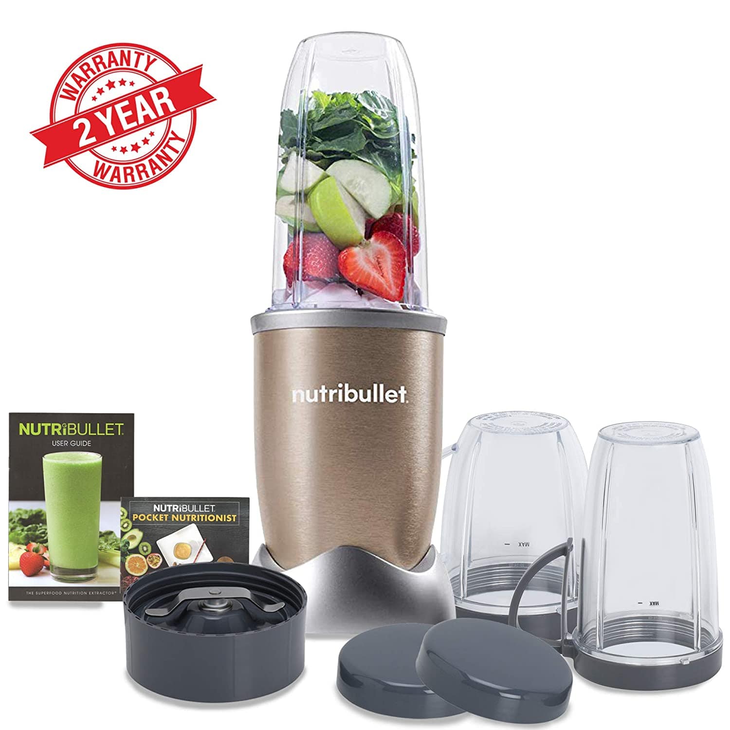Nutribullet Appliances Nutribullet Pro12 Piece High Speed Blender Mixer System 900 Watts - Copper Gold
