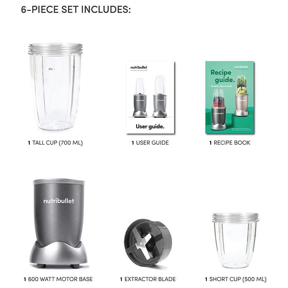 Nutribullet Home & Kitchen Nutribullet 600 Watts 6 Piece Blender Mixer - Grey