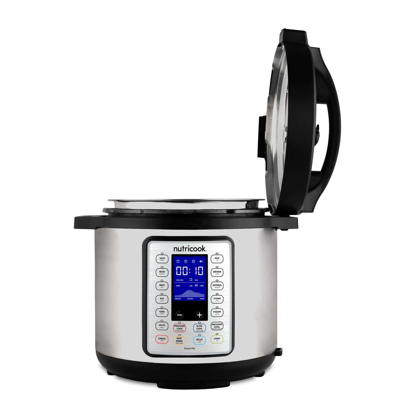 Nutricook Home & Kitchen Nutricook 8 Liters Multi-use Smart Pot Prime Pressure Cooker, 1200 Watts, Silver/Black