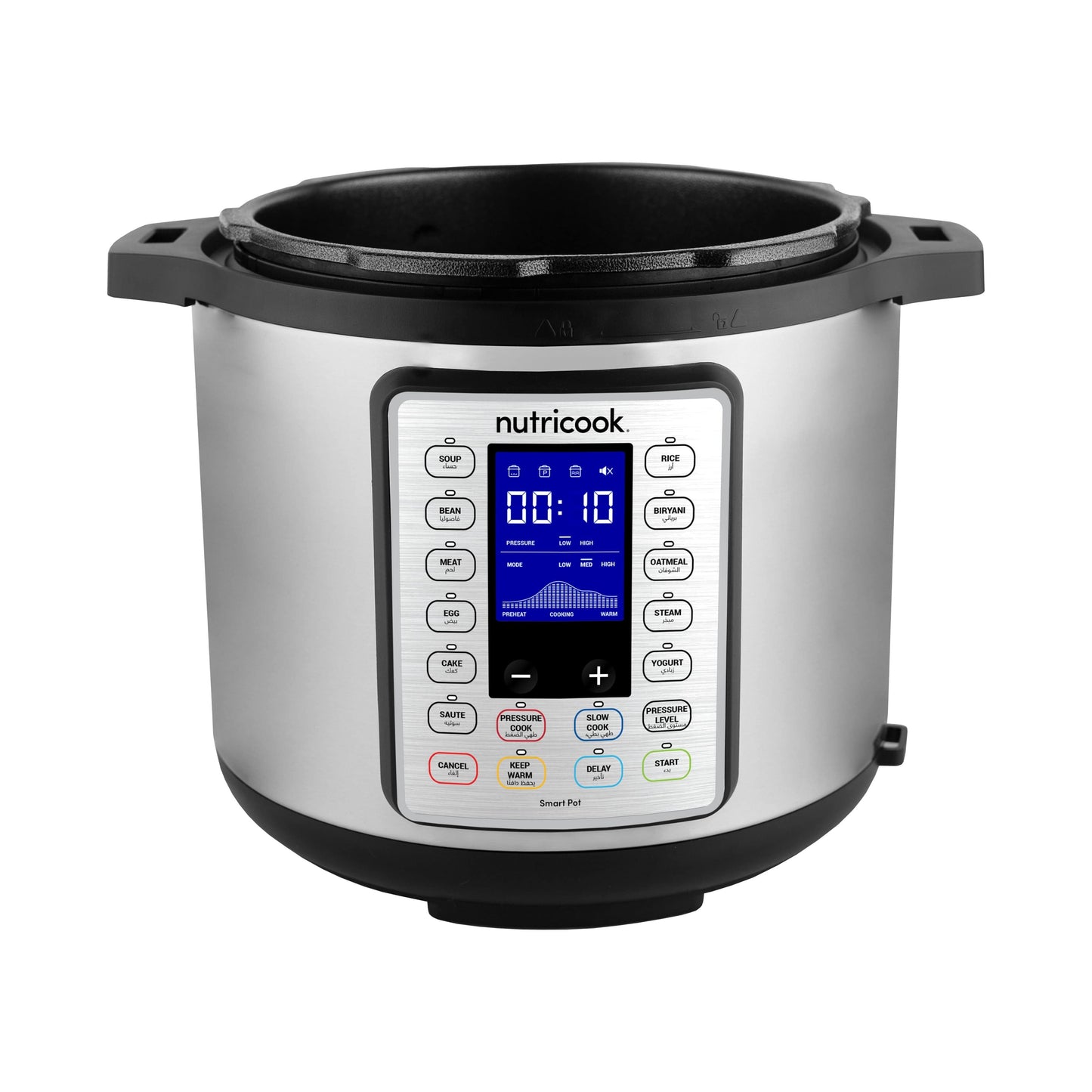 Nutricook Home & Kitchen Nutricook 8 Liters Multi-use Smart Pot Prime Pressure Cooker, 1200 Watts, Silver/Black