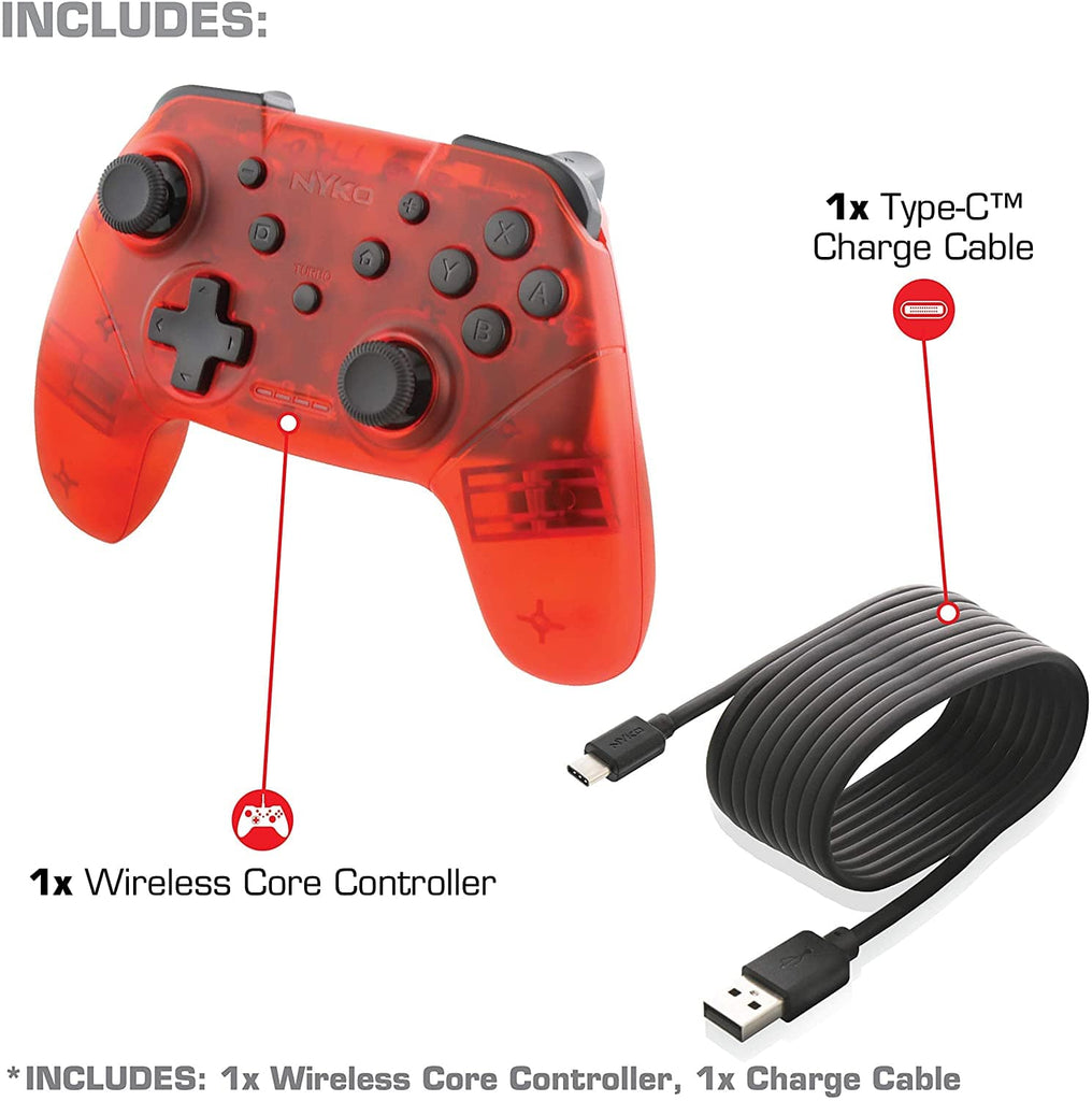 NYKO Portable Game Console Accessories Nyko 87261 Wireless Core Controller (Red) for Nintendo Switch