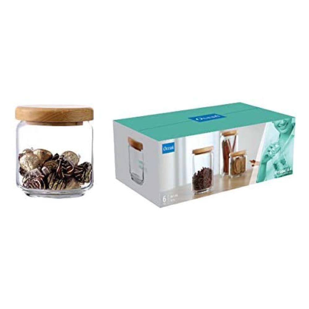 Ocean Home & Kitchen Ocean S/6 Pop Jar Wooden Lid 500ml - (B0251706)