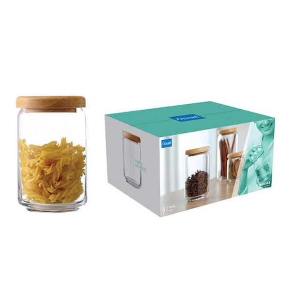 Ocean Home & Kitchen Ocean S/6 Pop Jar Wooden Lid 750ml - (B0252606)