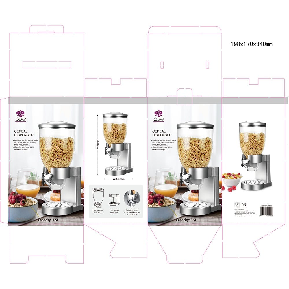 Orchid Home & Kitchen Orchid Cereal Dispenser Dry Food Dispenser