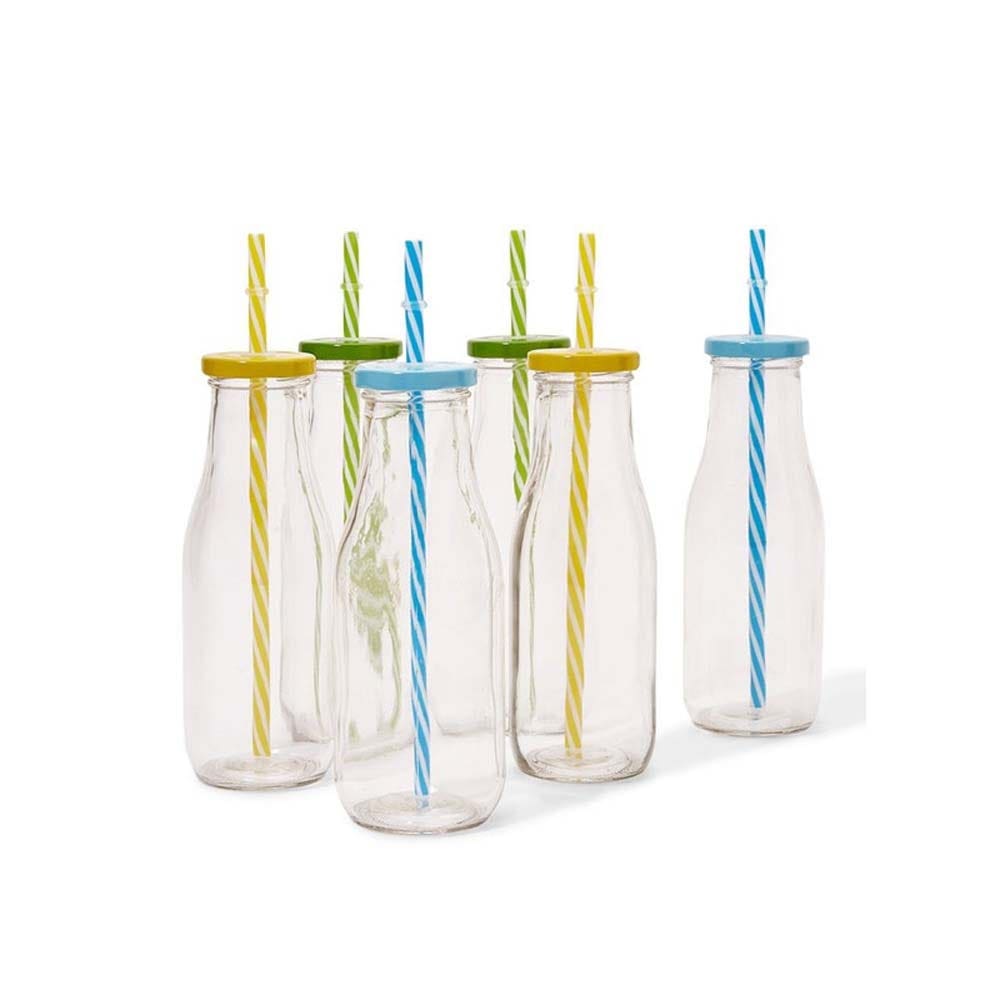 Orchid Home & Kitchen Orchid Glass Bottle Set With Straw