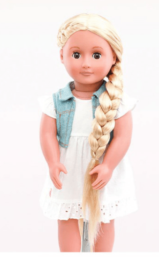 Our Generation Hair Grow Doll, Blond - Phoebe with Striped Ribbon