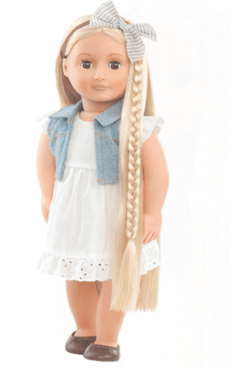Our Generation Hair Grow Doll, Blond - Phoebe with Striped Ribbon