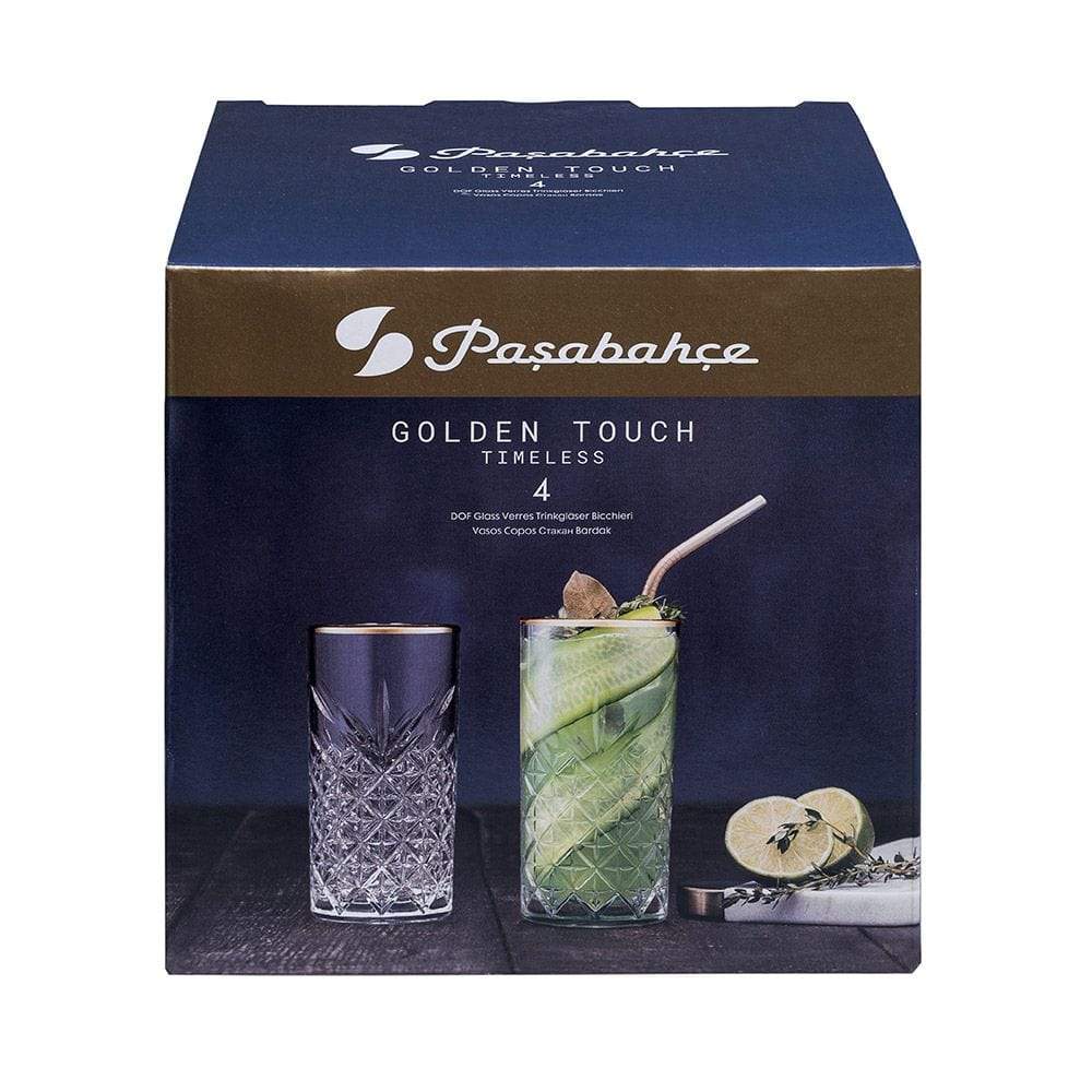 Pasabahce Home & Kitchen On - Pasabahce 1109141 Timeless GT Tumbler 450CC 4pc Set Gold - (PB-52800)