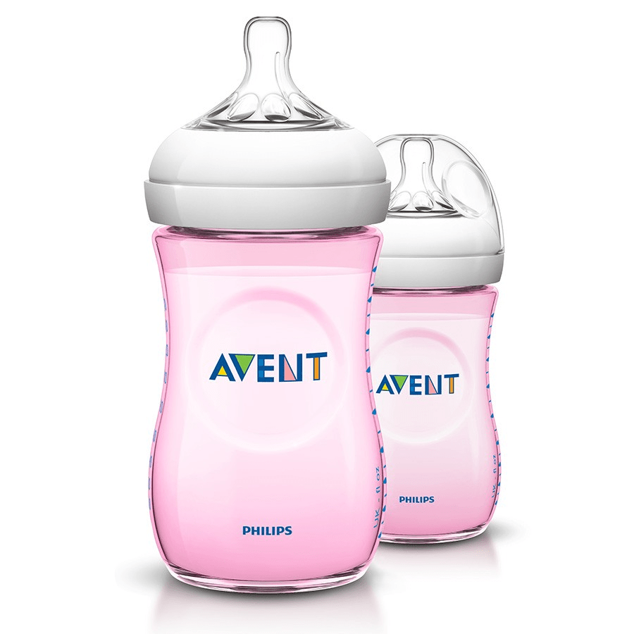 Philips Avent Babies Philips Avent Natural Feeding Bottle Pink 260Ml - 2 Pack
