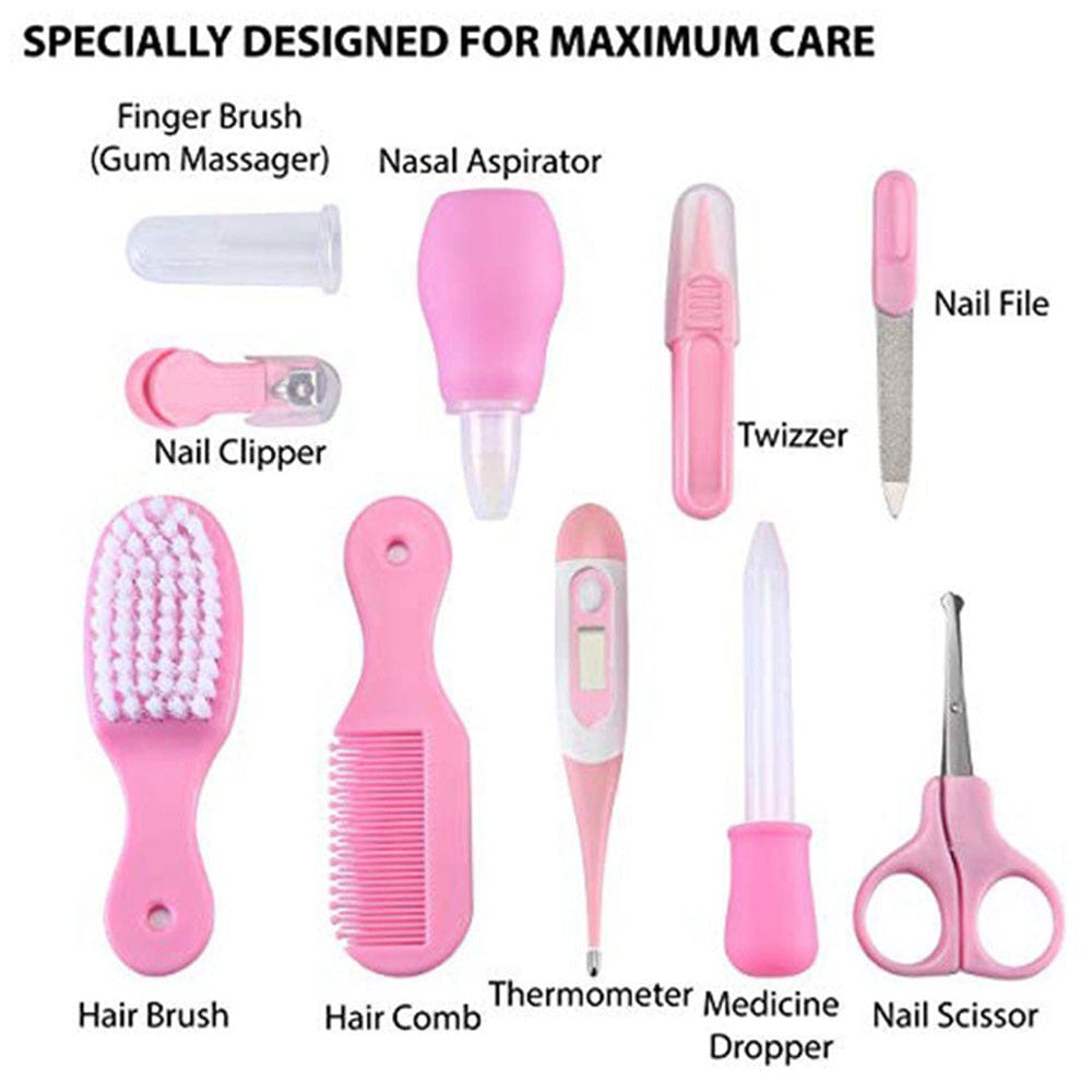 Pikkaboo Babies Baby Care 10-Piece Grooming Kit - Pink