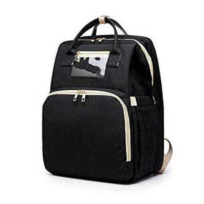 Pikkaboo Babies Pikkaboo 4in1 Diaper Bag with Changing Station/Crib-Black