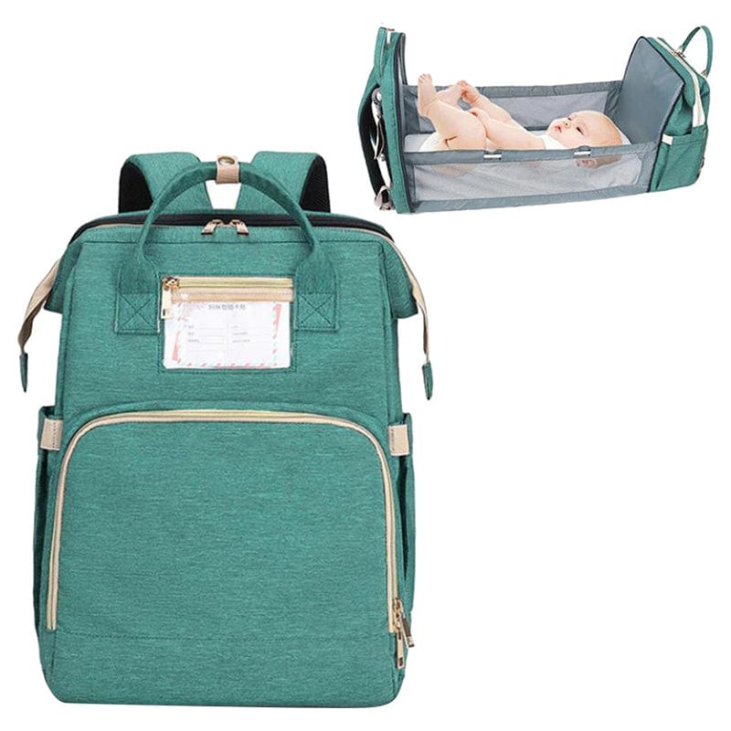 Pikkaboo Babies Pikkaboo 4in1 Diaper Bag with Changing Station/Crib-Teal Green