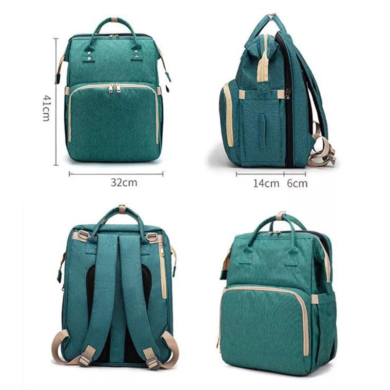 Pikkaboo Babies Pikkaboo 4in1 Diaper Bag with Changing Station/Crib-Teal Green