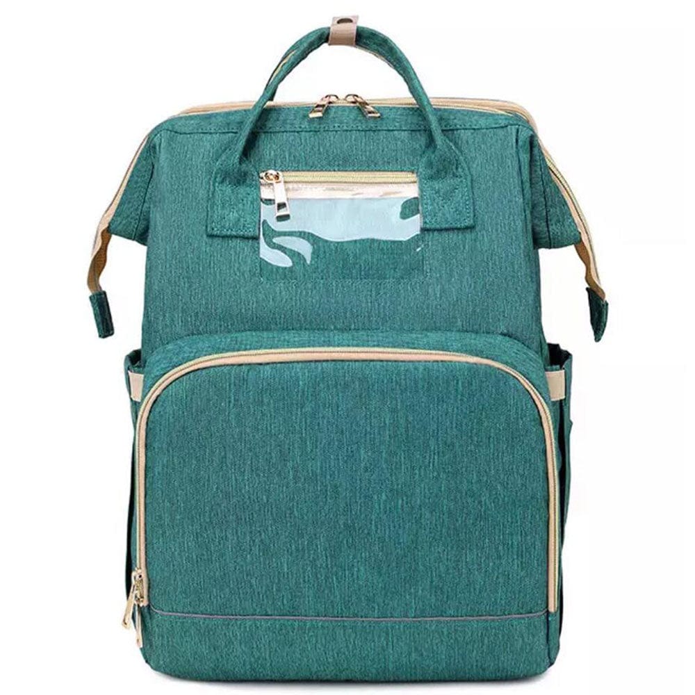 Pikkaboo Babies Pikkaboo 4in1 Diaper Bag with Changing Station/Crib-Teal Green