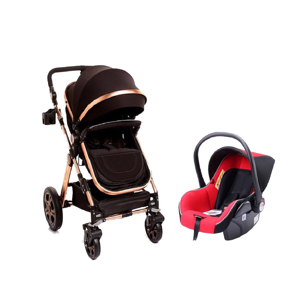 Pikkaboo Babies Pikkaboo - 4in1 Luxury Stroller Travel System - Black/Red