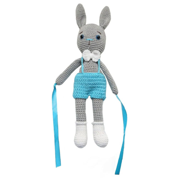 Pikkaboo Babies Pikkaboo - Crochet Bunny Tieback Clips Pair - Blue and Grey