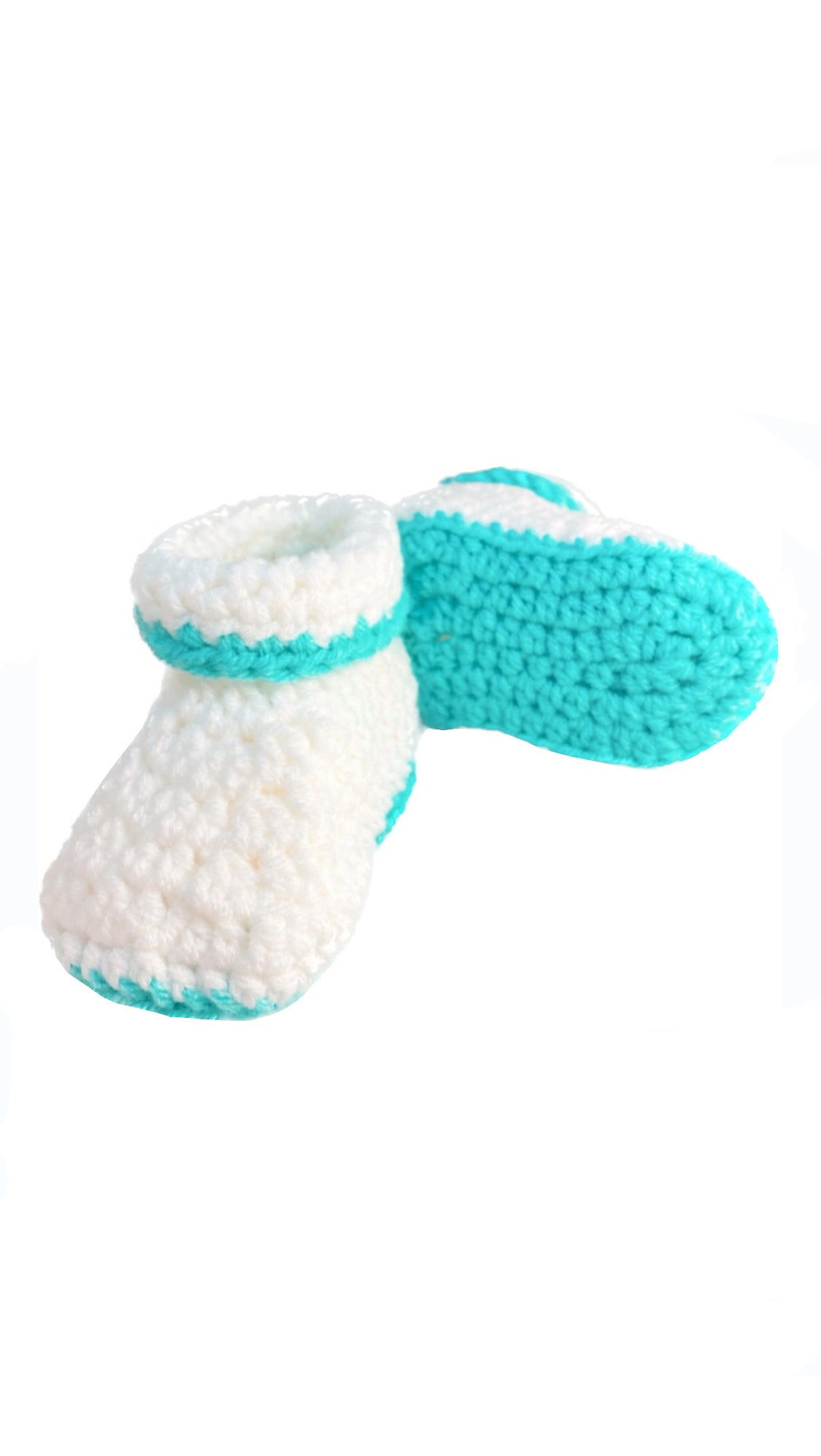 Pikkaboo Babies Pikkaboo Cuddles and Snuggles Crochet Baby Booties - White & Green