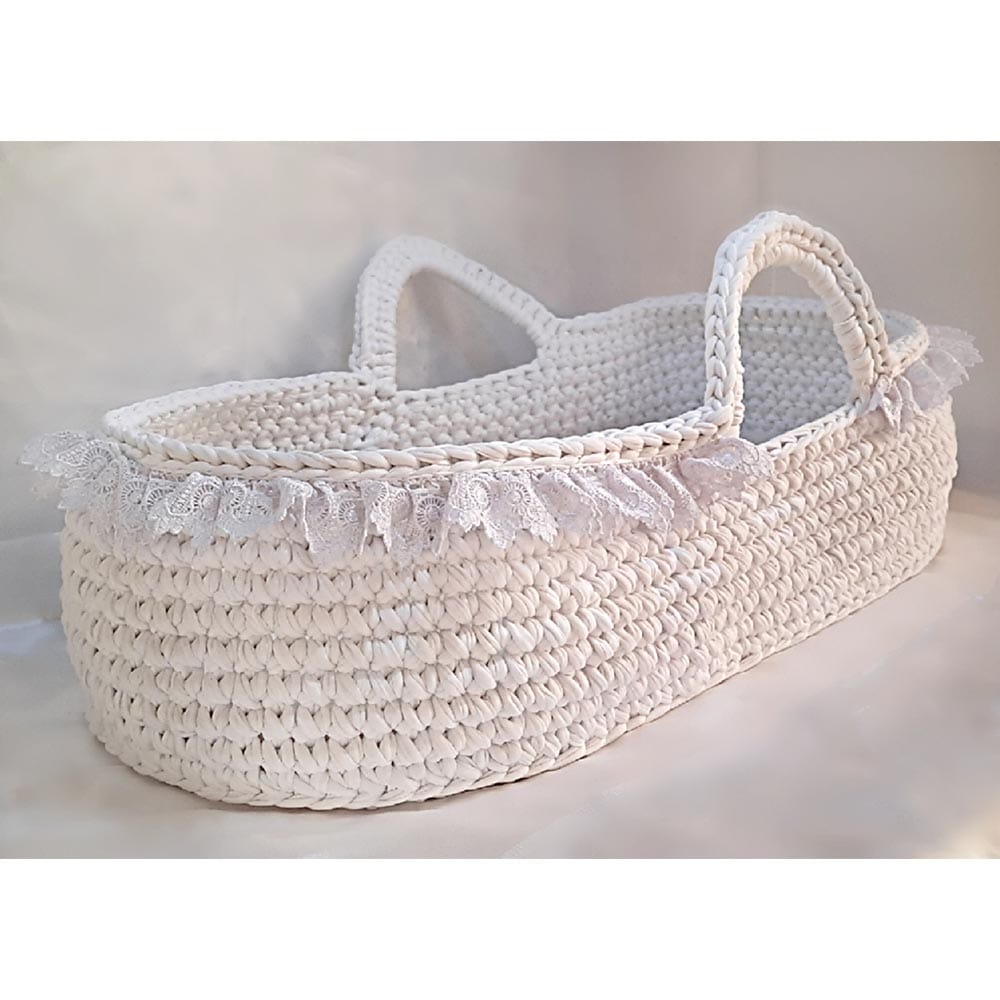 Pikkaboo Babies Pikkaboo - Handmade Crochet Moses Basket - White