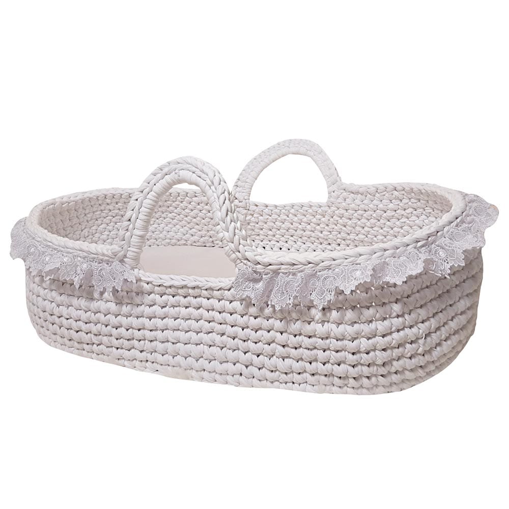 Pikkaboo Babies Pikkaboo - Handmade Crochet Moses Basket - White