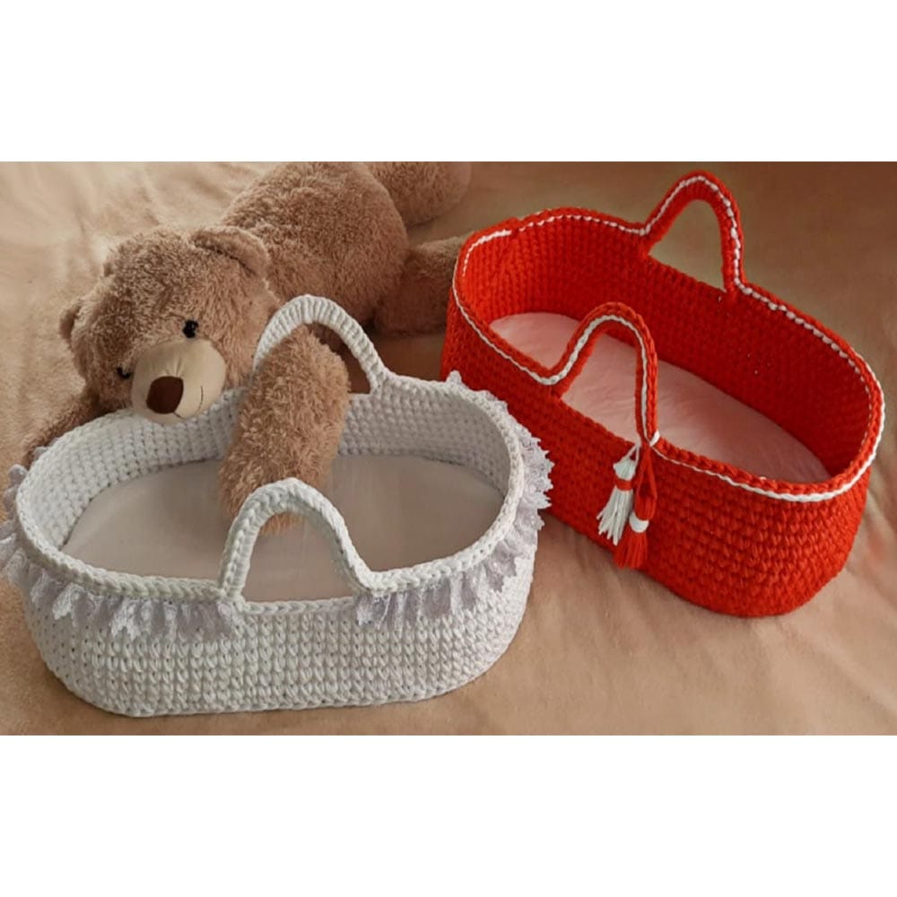 Pikkaboo Babies Pikkaboo - Handmade Crochet Moses Basket - White