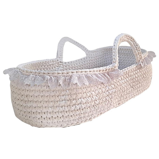 Pikkaboo Babies Pikkaboo - Handmade Crochet Moses Basket - White