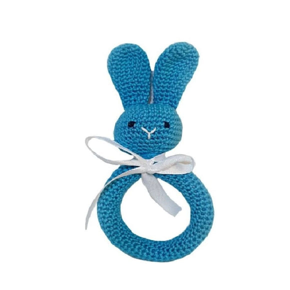 Pikkaboo Babies Pikkaboo - Handmade Crocheted Bunny Teether - Blue