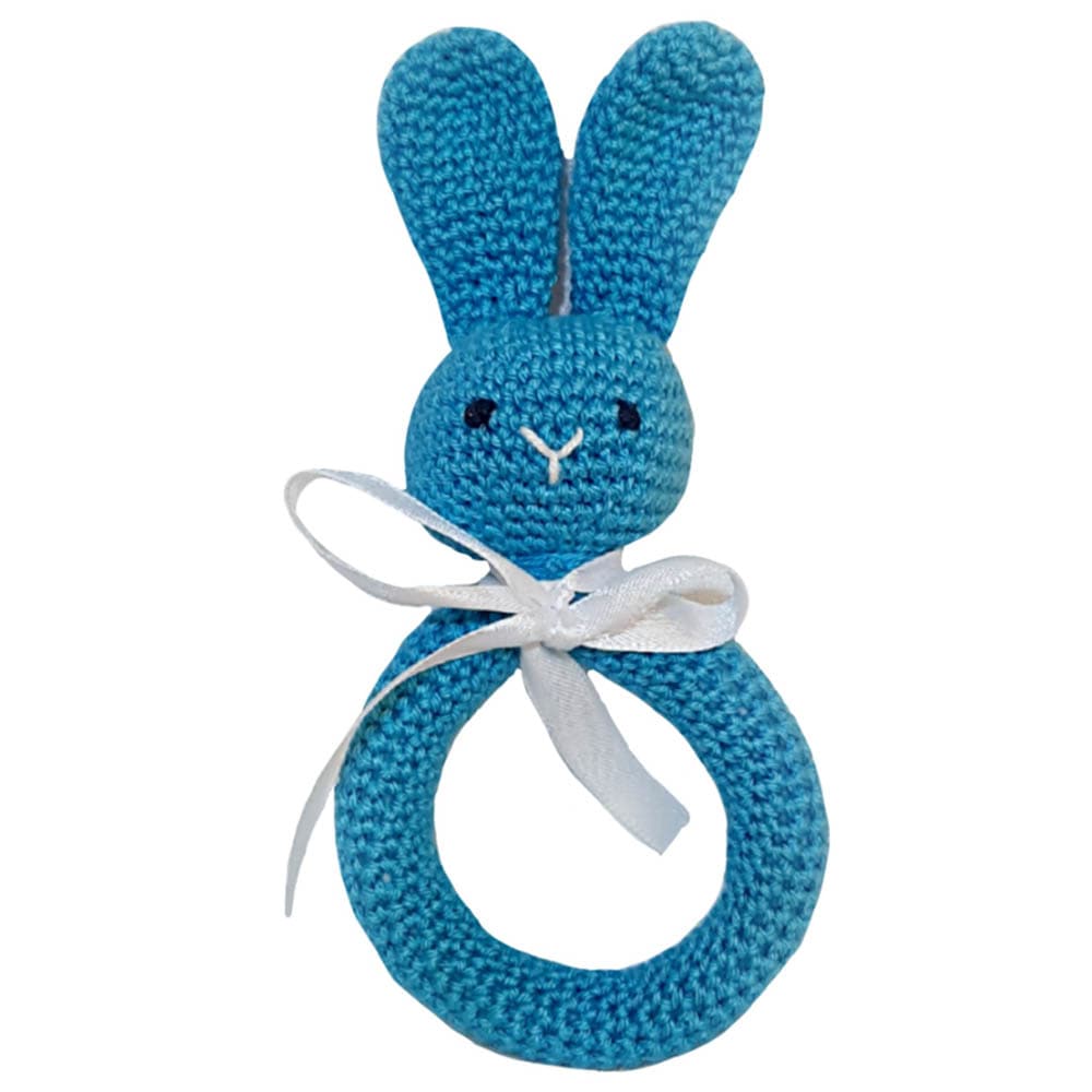 Pikkaboo Babies Pikkaboo - SnuggleandPlay Soft Crocheted Bunny set - Blue and White