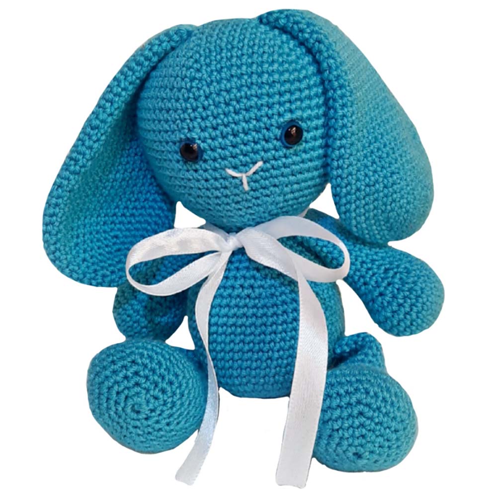 Pikkaboo Babies Pikkaboo - SnuggleandPlay Soft Crocheted Bunny set - Blue and White