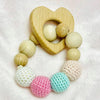 Pikkaboo Babies Snuggle & Play Handmade Crochet Teether With Wooden Heart Bracelet
