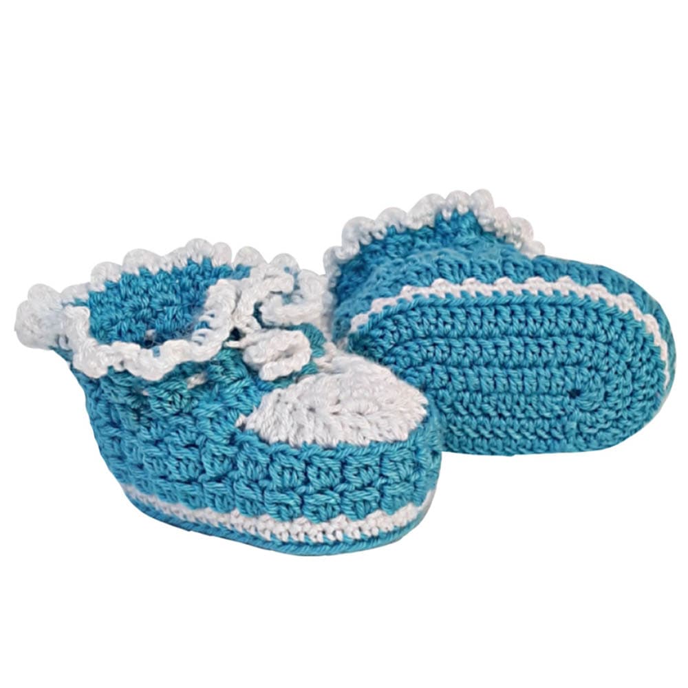 Pikkaboo Pikkaboo - Little Feet Handmade Crocheted Baby Booties - Blue
