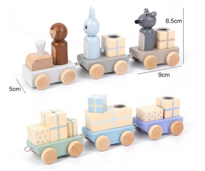 Pikkaboo Toys Pikkaboo Woody Buddy - Birthday Train - Blue