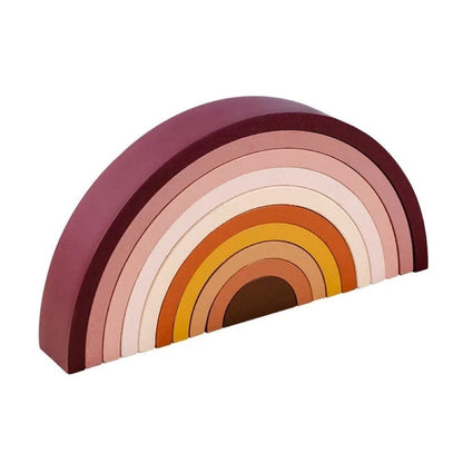 Pikkaboo Toys Pikkaboo Woody Buddy - Mini Rainbow Stacker - Earthy colors