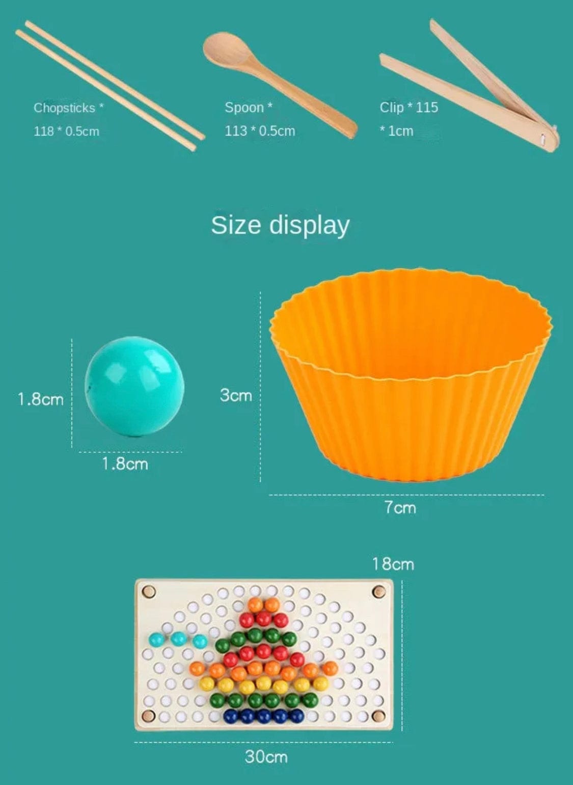 Pikkaboo Toys Pikkaboo Woody Buddy - Rainbow Clip Beads