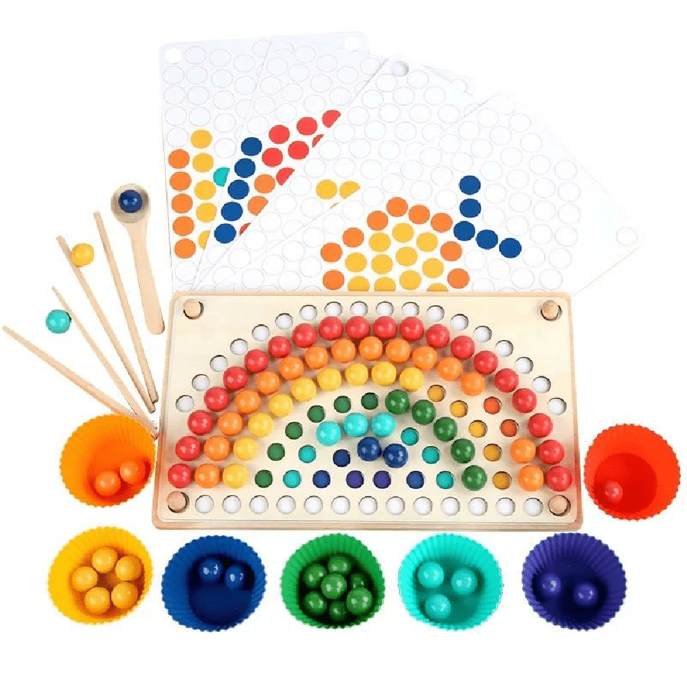 Pikkaboo Toys Pikkaboo Woody Buddy - Rainbow Clip Beads