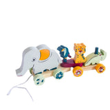 Pikkaboo Toys Pikkaboo Woody Buddy - Safari Parade Pull along - Grey