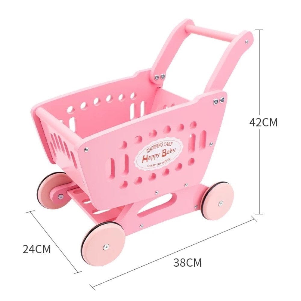 Pikkaboo Toys Pikkaboo Woody Buddy - Supermarket Trolley - Pink