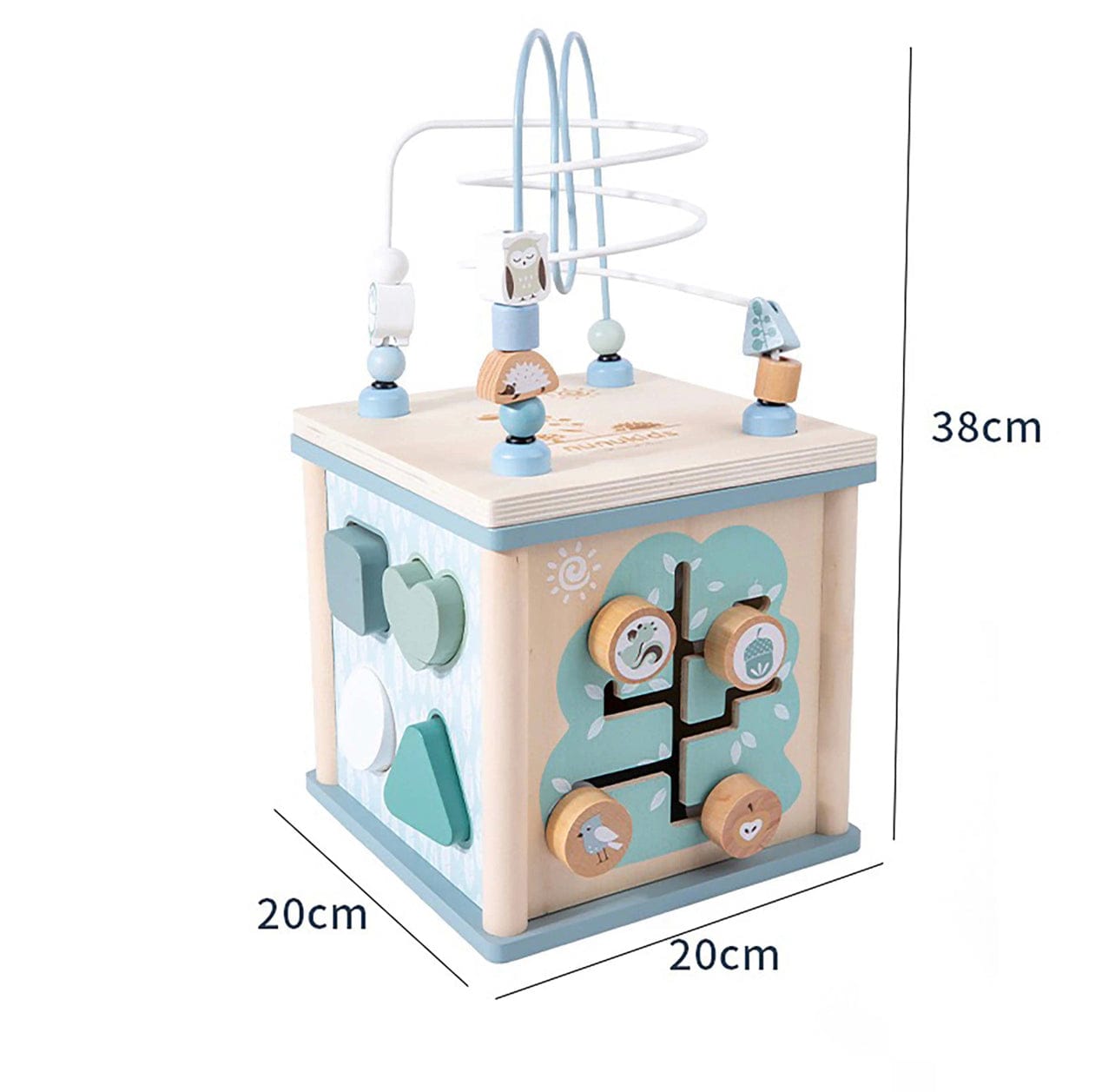 Pikkaboo Toys Woody Buddy - Activity Cube - Blue