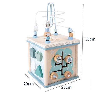 Pikkaboo Toys Woody Buddy - Activity Cube - Blue
