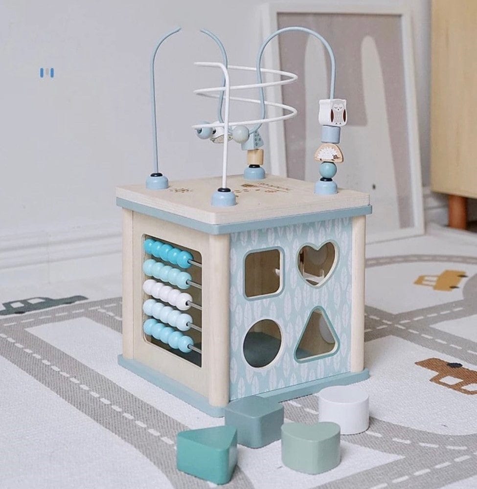 Pikkaboo Toys Woody Buddy - Activity Cube - Blue