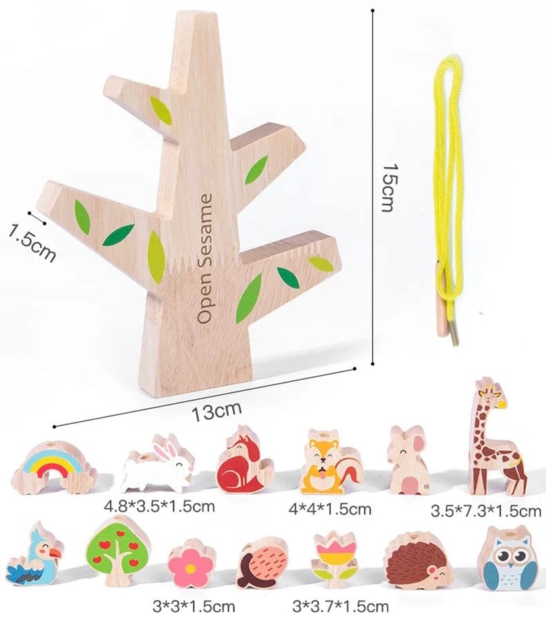 Pikkaboo Toys Woody Buddy - Animals Stacker on a tree