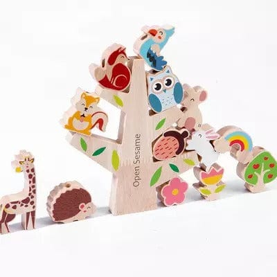 Pikkaboo Toys Woody Buddy - Animals Stacker on a tree