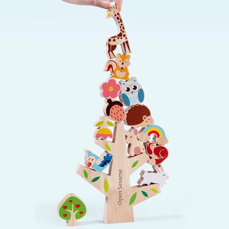 Pikkaboo Toys Woody Buddy - Animals Stacker on a tree
