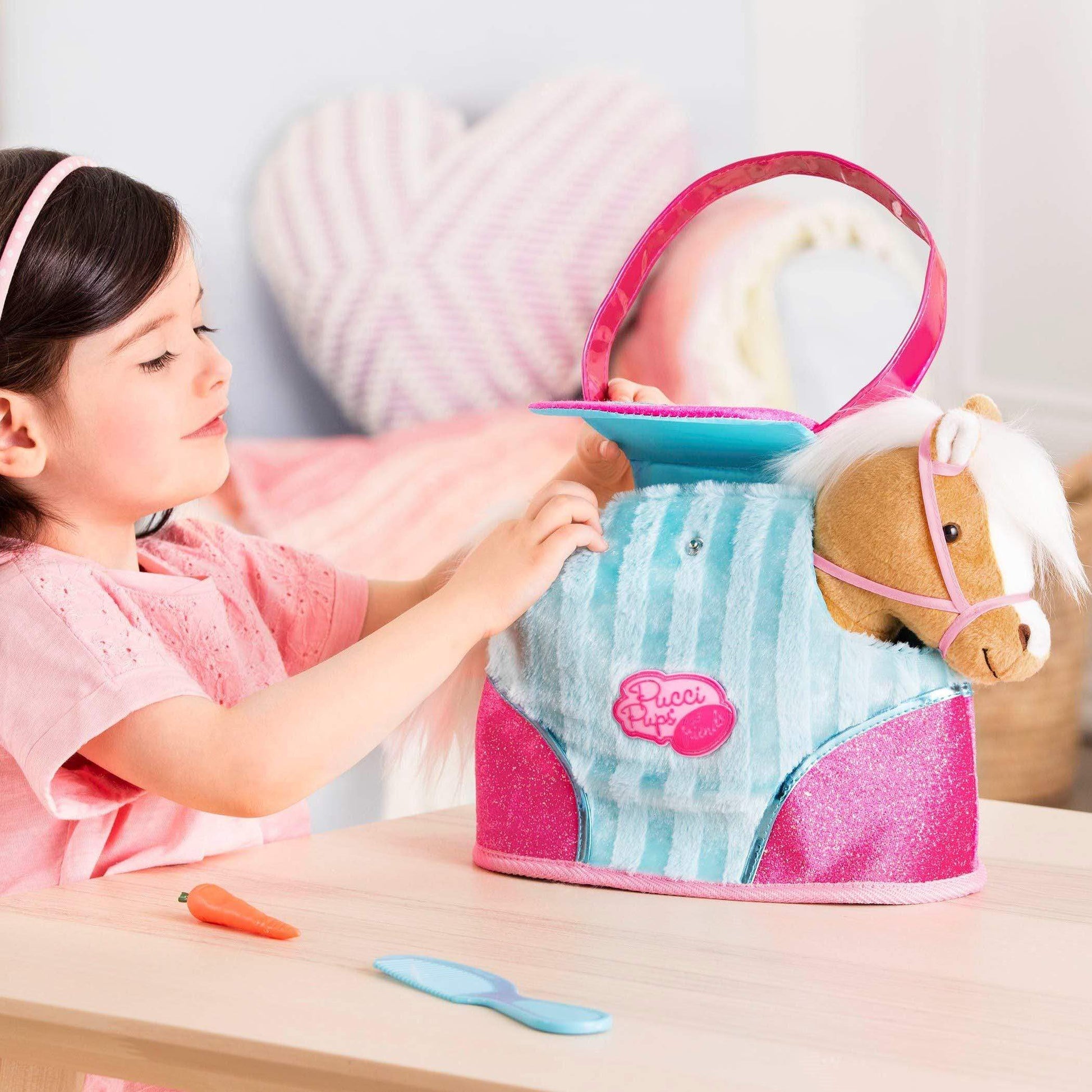 Pucci Pups Toys Pucci Pups Blue Stripe Bag & Beige Horse