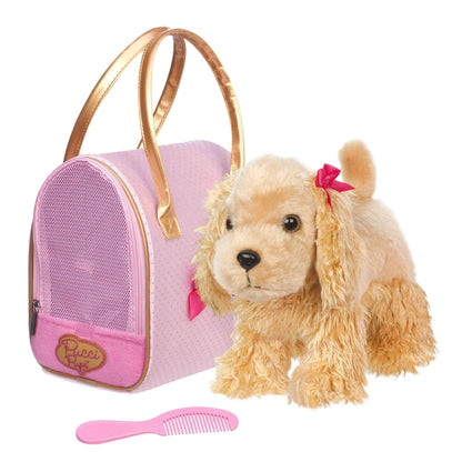 Pucci Pups Toys Pucci Pups Gold & Pink Heart Print Glam Bag W/Cocker Spaniel