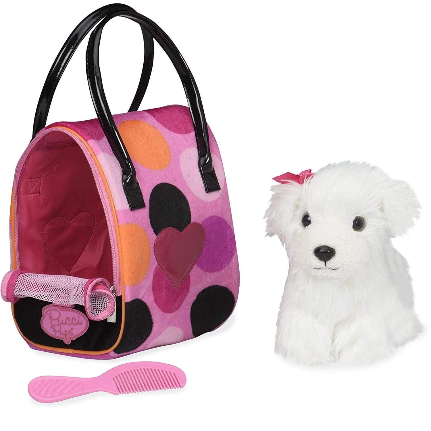 Pucci Pups Toys Pucci Pups - Pink & Black Spot Print Glam Bag W/Maltese