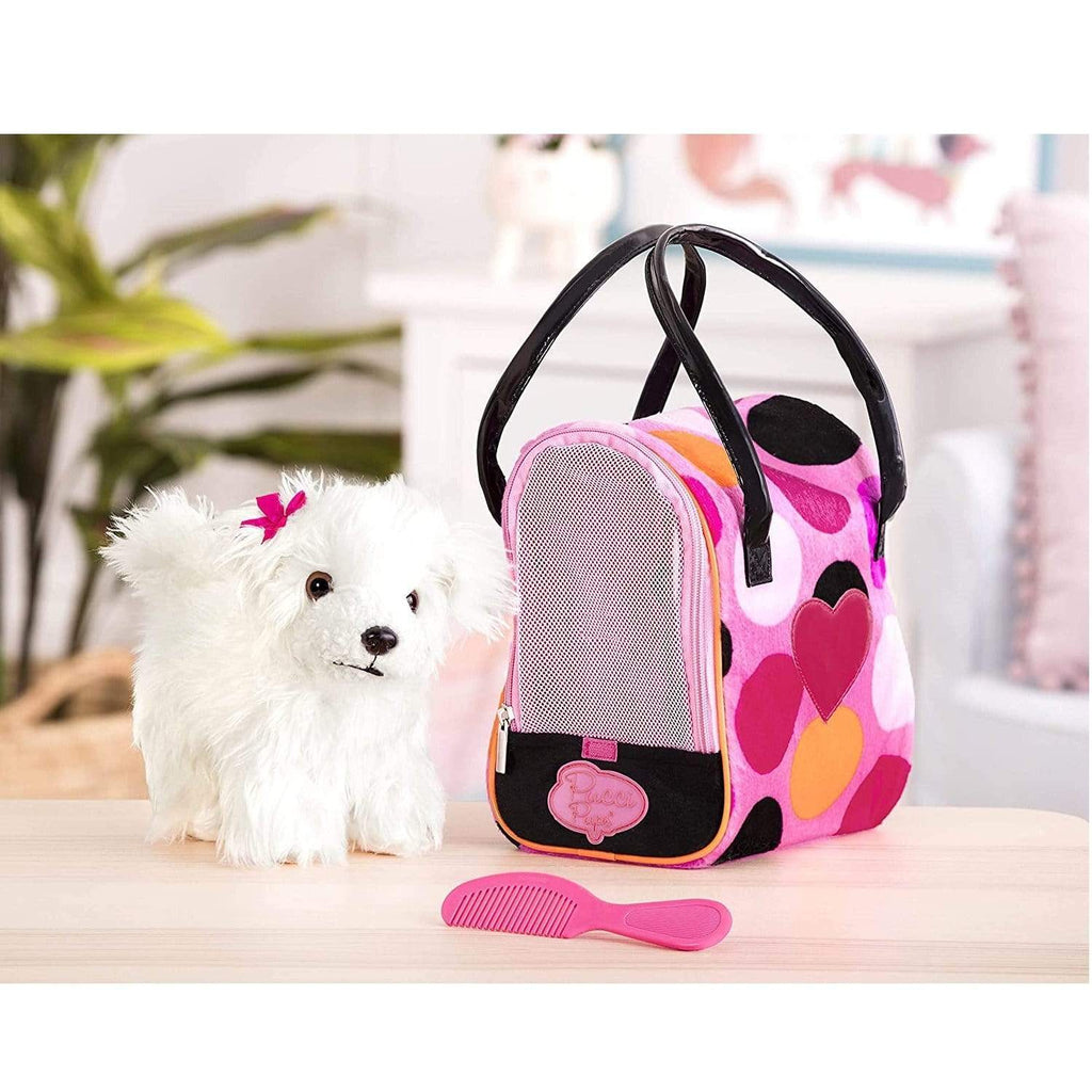 Pucci Pups Toys Pucci Pups - Pink & Black Spot Print Glam Bag W/Maltese