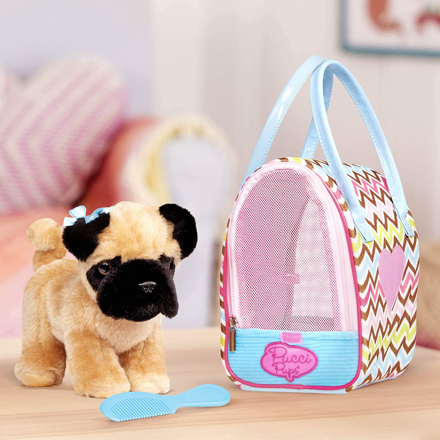 Pucci Pups Toys Pucci Pups Zigzag Print Glam Bag W/Pug