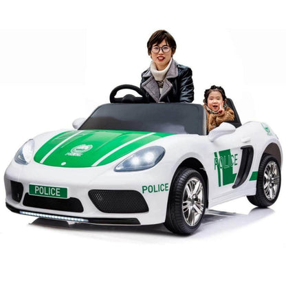 Racewinner Toys Kids Ride On-Licensed Police Car 2 Seater XXL Size Battery Powered 12V