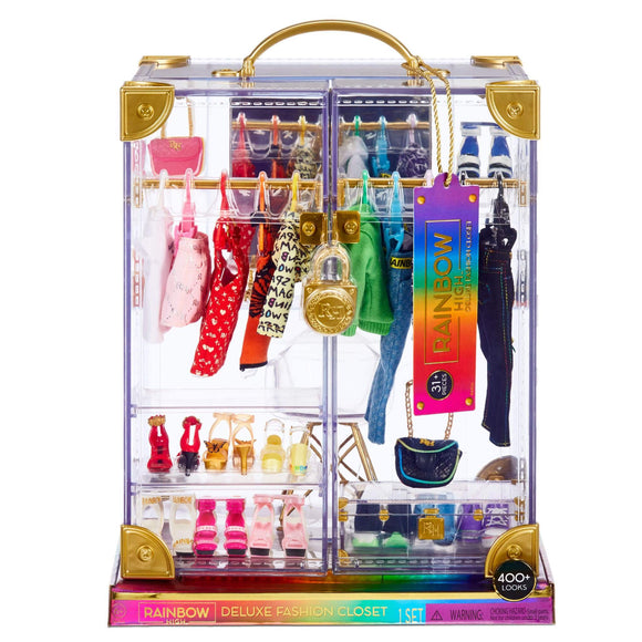Rainbow High Rainbow High Deluxe Fashion Closet Playset Portable Clear Acrylic, 31+ pieces, 400+ looks